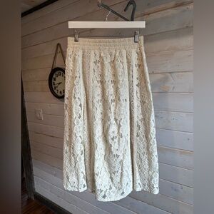 Adiva | Cream Lace Maxi Skirt